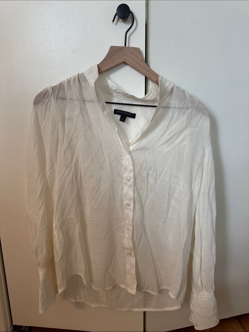 Banana Republic Sheer White Button-Down Blouse